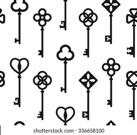 Seamless pattern with antique keys. Vector illustration.
