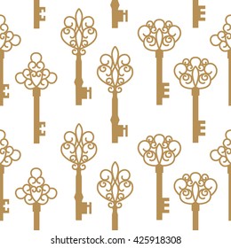 Seamless pattern with antique keys. Vector Illustration