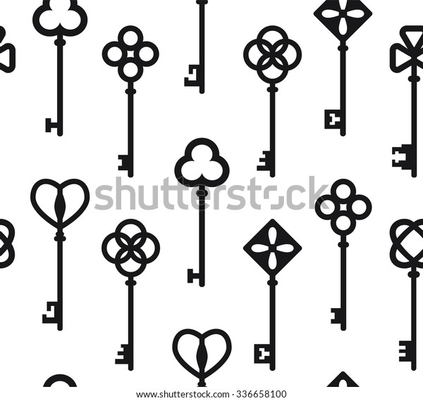 Seamless\
pattern with antique keys. Vector\
illustration.