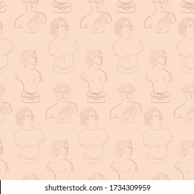 Seamless pattern with antique sculpture. Editable vector illustration