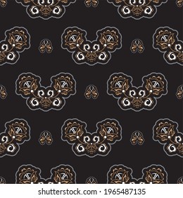 Seamless pattern with antique style ornament. Good for mural wallpaper, fabric, postcards and printing. Vector illustration.