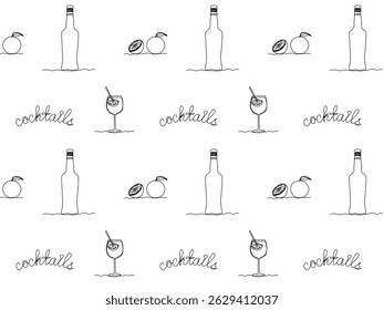 Patrón sin fisuras de cócteles de perol y naranjas una línea de arte