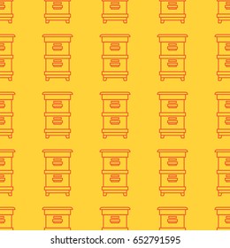 Seamless pattern apiary and beekeeping. Beehives.