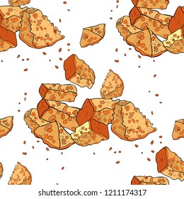 seamless pattern  with appetizer bread croutons. vector illustration