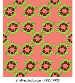 Seamless pattern of appetizing cupcakes with green cream and mint