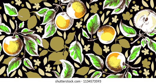 Seamless pattern with apple