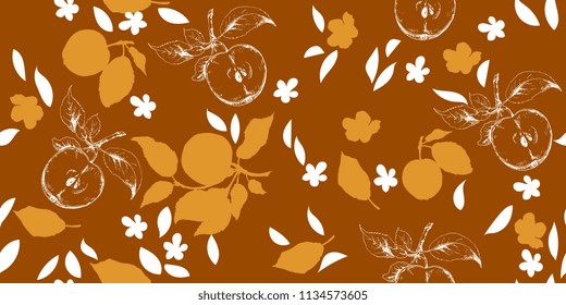 Seamless pattern with apple