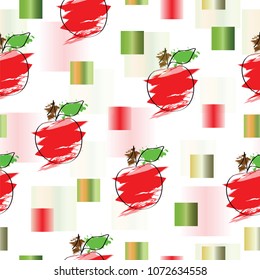 seamless pattern with apple and abstract squares vector 
