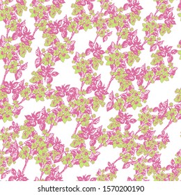 Seamless pattern with apple blossom and buds. Wallpaper, fabric or design of gift paper. Vector illustration.Print for bed linens, textiles, greeting cards, wrapping paper, gift box
