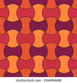 Seamless pattern. Apple core quilts texture. Patchwork motif. Ethnic ornament. Geometric backdrop. Color axehead figures background. Digital paper. Hammerhead shapes wallpaper. Vector