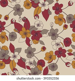 Seamless pattern with apple flowers.