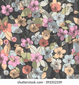 Seamless pattern with apple flowers.