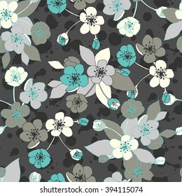 Seamless pattern with apple flowers.