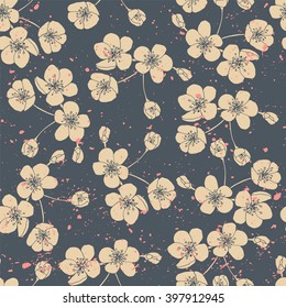 Seamless pattern with apple flowers.