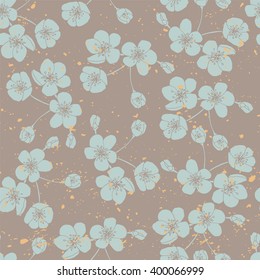 Seamless pattern with apple flowers.