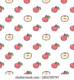 Seamless Pattern with Apple Fruit Design on White Background