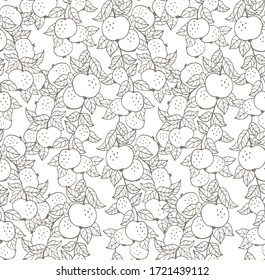 Patrón transparente con manzanas, ilustración coloreada