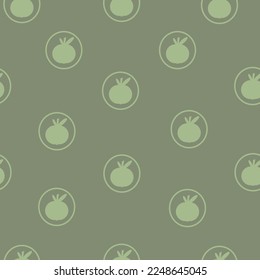 Seamless pattern with apple icons in a circle on a dark green background in a vector. For design on apple products