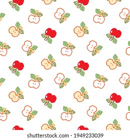 Seamless Pattern with Apple Illustration Design on White Background