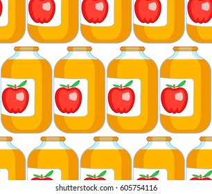 Seamless pattern of the apple juice glasses