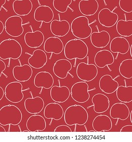 seamless pattern, Apple outline pattern, vector pattern