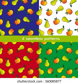 Seamless pattern with apple and pear