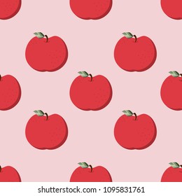 seamless pattern with apple. Summer fresh fruit background.