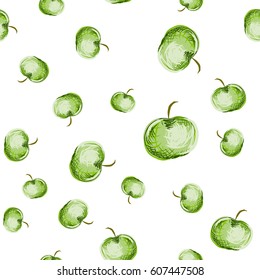 Seamless pattern with apple for textile and print. Summer colorful tropical textile print.