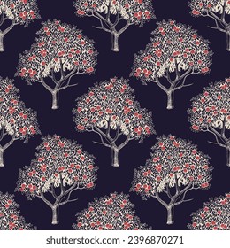 Seamless pattern with apple trees