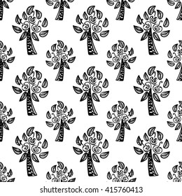 seamless pattern with Apple trees. vector