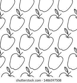 Seamless pattern with apples by hand draw.