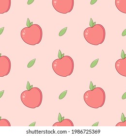 Seamless pattern with apples in cartoon style, vector illustration