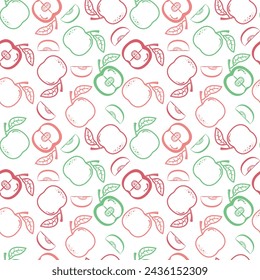 Seamless pattern with apples in cartoon style. Perfect for kids design, textile, clipart art, fabric print, baby shower, wrapping paper design, cloth print, birthday card, cover design, wallpaper .