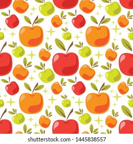 Seamless pattern with apples. Design element for fabric, wallpaper or wrapping paper. Harvest symbol. Ingredients for apple cider vinegar.