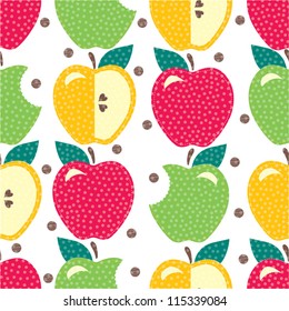 Seamless pattern with apples in a dot.