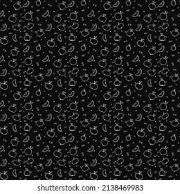 Seamless pattern with apples. fruit pattern. apple on black background. food seamless pattern. vector illustration