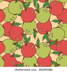 Seamless pattern with apples. Hand drawing vector illustration