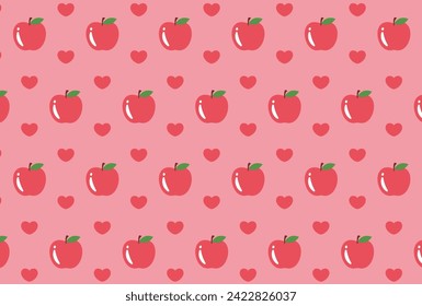 seamless pattern with apples and hearts for banners, cards, flyers, social media wallpapers, etc.