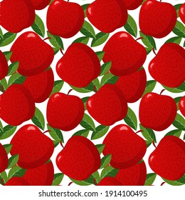 Seamless pattern with apples, leaves and seeds on white background. Pattern for package, pack, textiles, Rosh Hashana banner