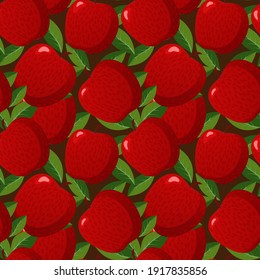 Seamless pattern with apples, leaves and seeds on dark background. Pattern for package, pack, textiles, Rosh Hashana banner