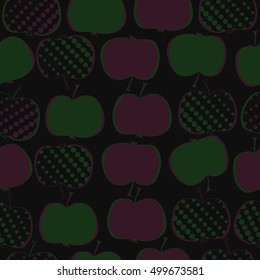 Seamless  pattern with apples motif,halftone.