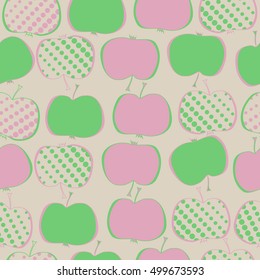 Seamless  pattern with apples motif,halftone.