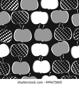 Seamless  pattern with apples motif,halftone.