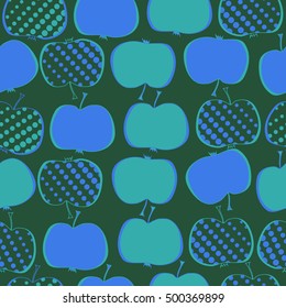 Seamless  pattern with apples motif,halftone.
