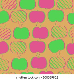 Seamless  pattern with apples motif,halftone.
