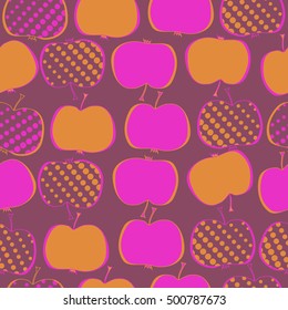 Seamless  pattern with apples motif,halftone.