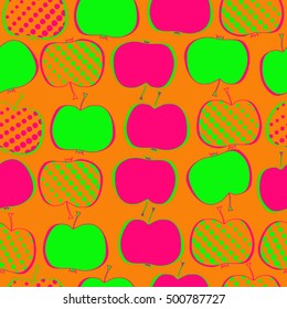 Seamless  pattern with apples motif,halftone.