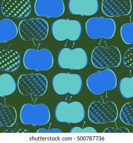 Seamless  pattern with apples motif,halftone.