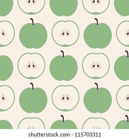 Seamless pattern with apples on the white background.  Vector illustration.