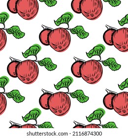 Seamless pattern with apples. Apples on a white background. Pattern for fabric, packaging